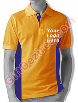 Designer Tangerine and Blue Color Logo Printed T Shirts